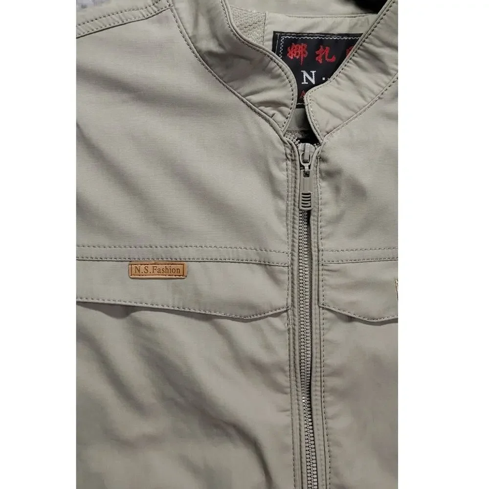 N.S. Original Fashion Jeep Vest Mens Size XL Trapper Tan Brown Multipockets Mesh - Picture 8 of 10